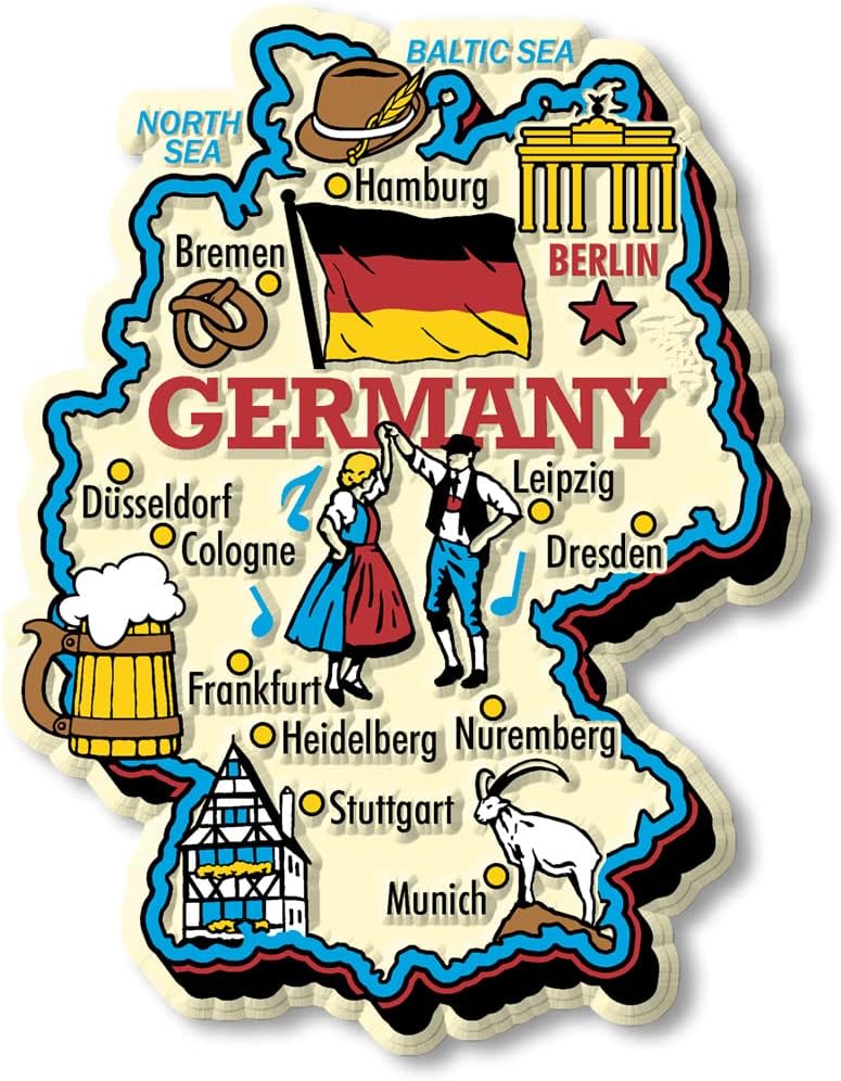 Germany Jumbo Country Map Magnet by Classic Magnets, Collectible Souvenirs Made in The USA