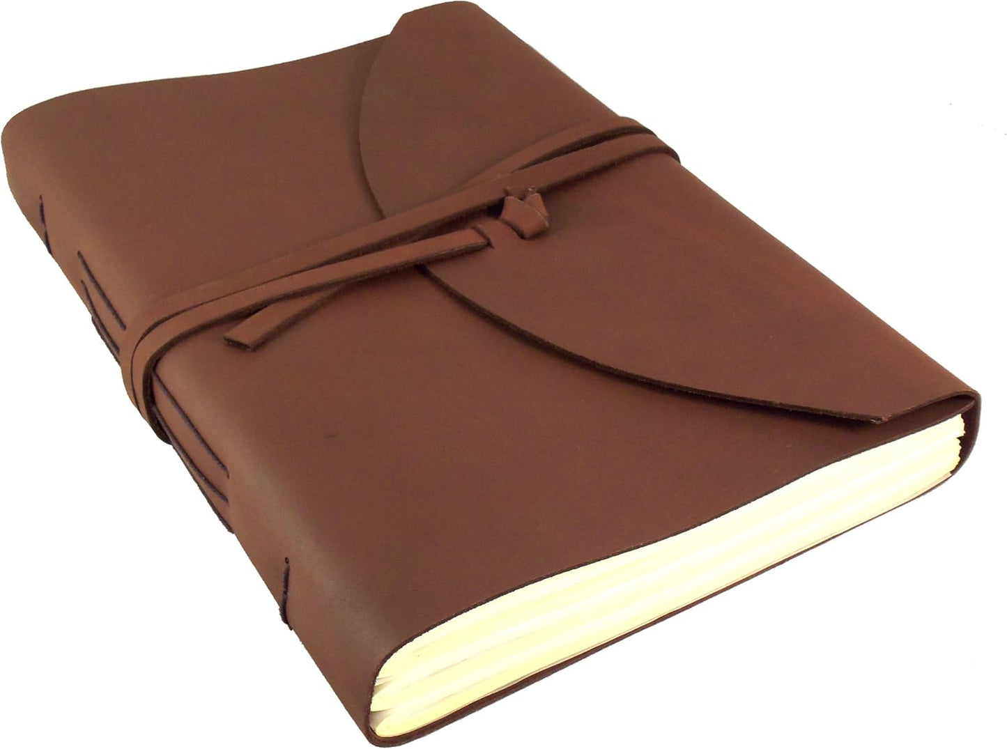 Large Genuine Leather Legacy Journal/Sketchbook with Gift Box - 380 Pages - 9" x 12" - Rich Dark Brown