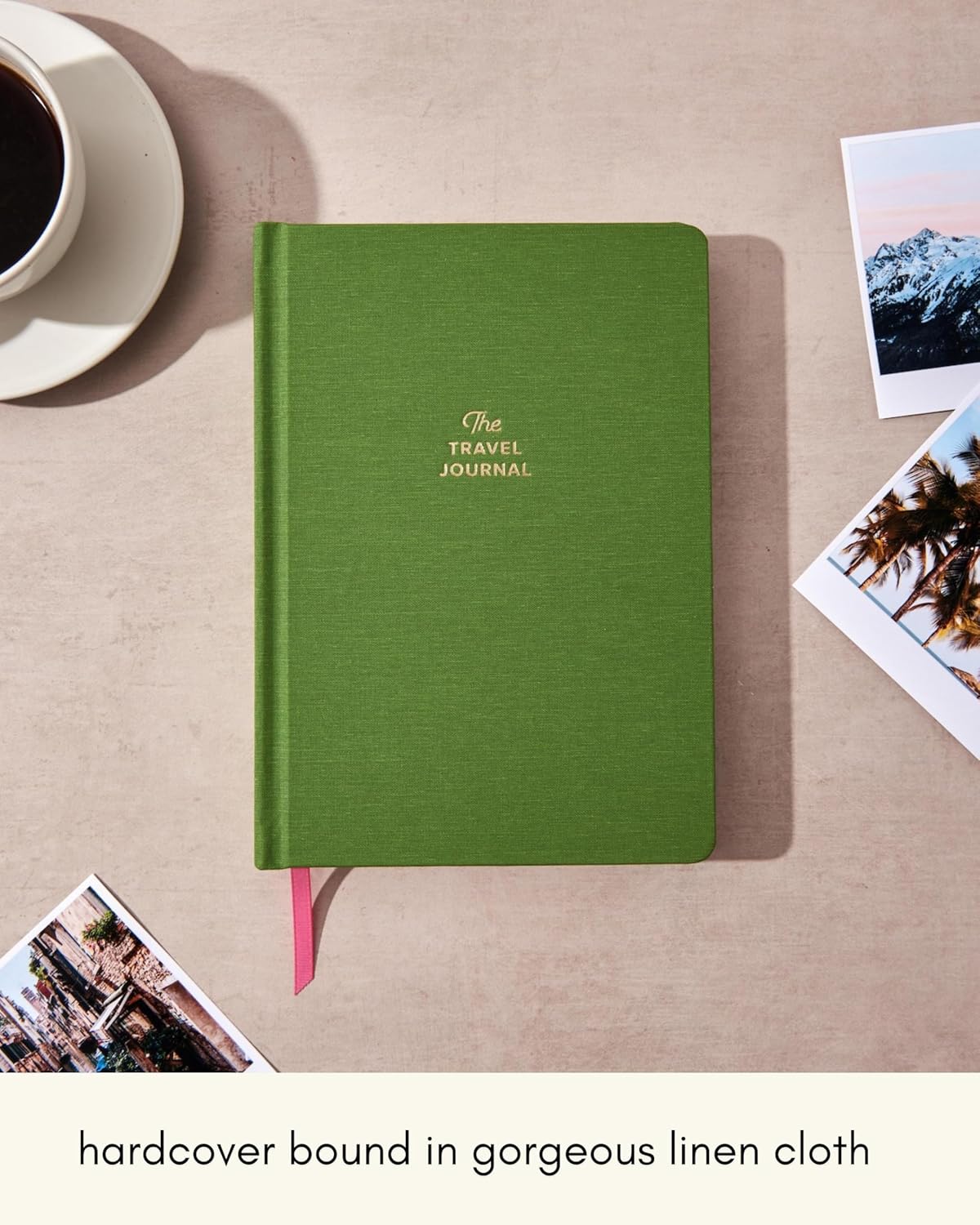 Kunitsa Co. Travel Journal - Guided Notebook for Travelers to Plan & Reflect on Vacations & Trips. Keepsake Travel Gift, Basil Green