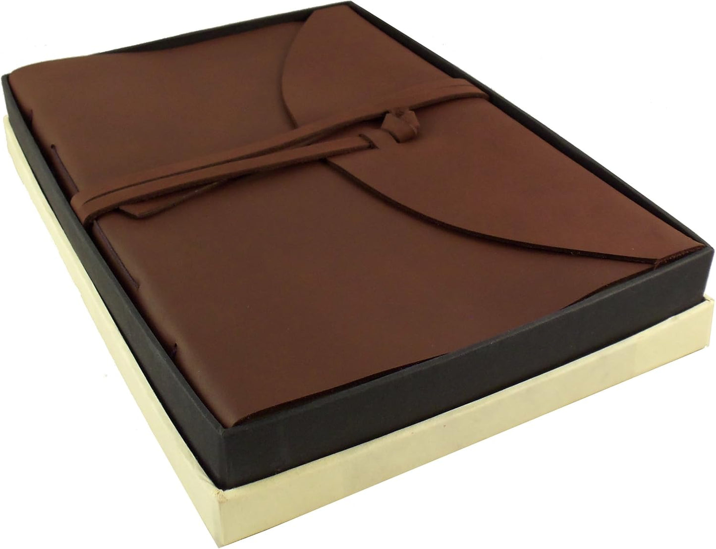 Large Genuine Leather Legacy Journal/Sketchbook with Gift Box - 380 Pages - 9" x 12" - Rich Dark Brown